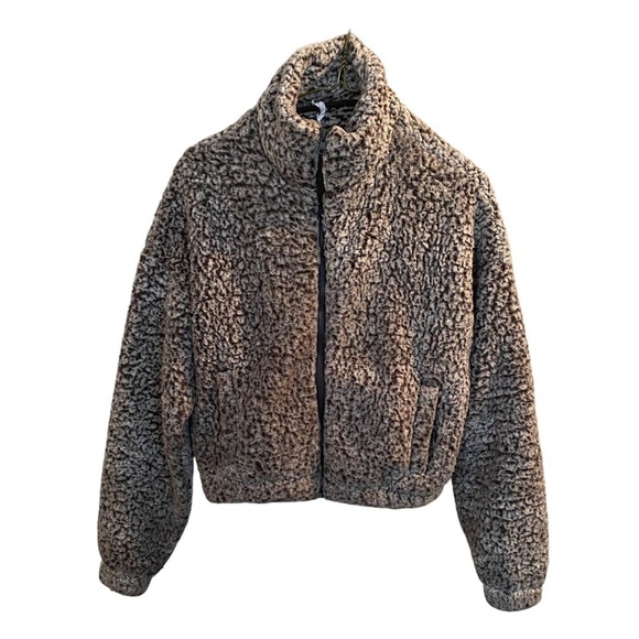 GARAGE Brown Sherpa Jacket Size Small - Picture 1 of 6